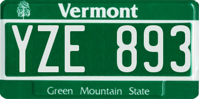 VT license plate YZE893