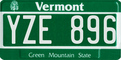 VT license plate YZE896
