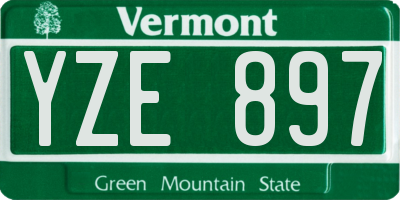 VT license plate YZE897