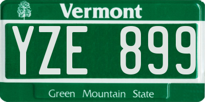 VT license plate YZE899