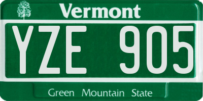 VT license plate YZE905