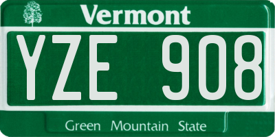 VT license plate YZE908