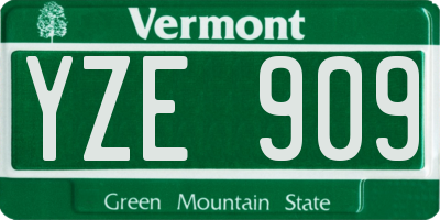VT license plate YZE909