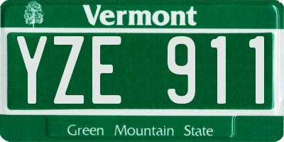 VT license plate YZE911