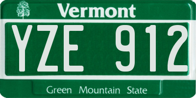 VT license plate YZE912