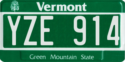 VT license plate YZE914
