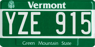 VT license plate YZE915