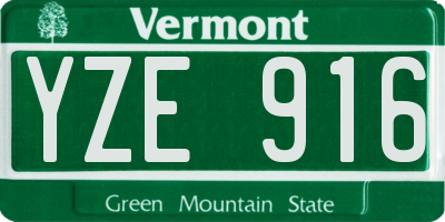 VT license plate YZE916