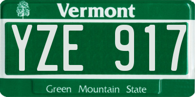 VT license plate YZE917