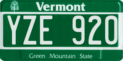 VT license plate YZE920