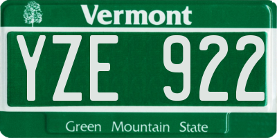 VT license plate YZE922