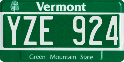 VT license plate YZE924