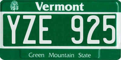 VT license plate YZE925