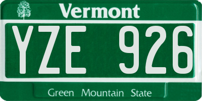 VT license plate YZE926