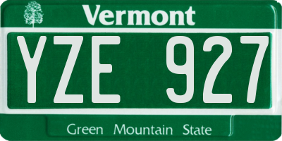 VT license plate YZE927