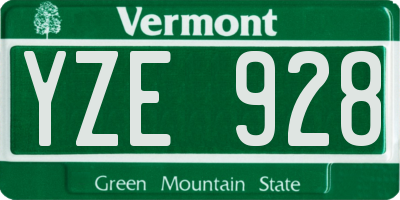 VT license plate YZE928