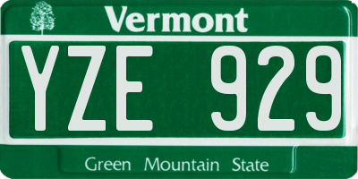 VT license plate YZE929
