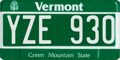 VT license plate YZE930