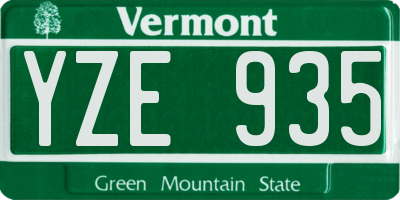 VT license plate YZE935