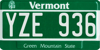VT license plate YZE936