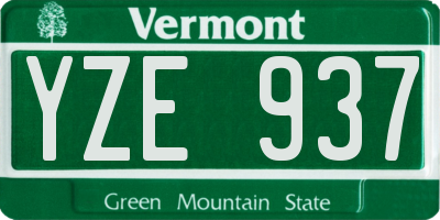 VT license plate YZE937