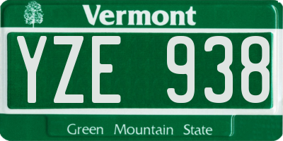 VT license plate YZE938