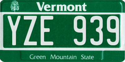 VT license plate YZE939