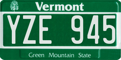 VT license plate YZE945