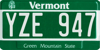 VT license plate YZE947