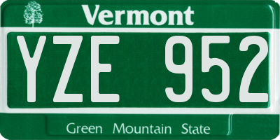 VT license plate YZE952