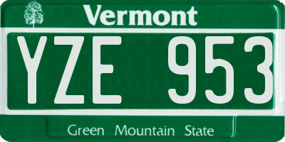 VT license plate YZE953