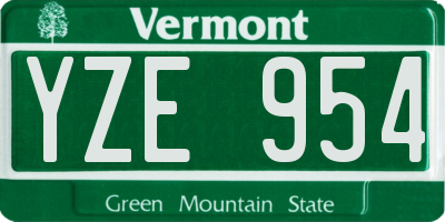VT license plate YZE954