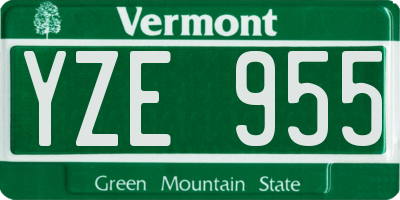 VT license plate YZE955