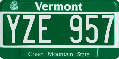 VT license plate YZE957