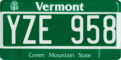 VT license plate YZE958