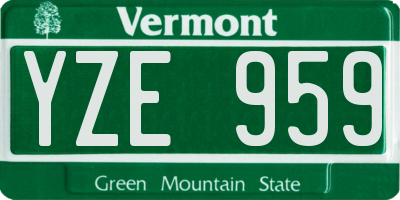 VT license plate YZE959