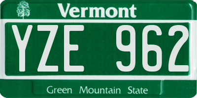 VT license plate YZE962