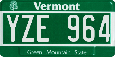 VT license plate YZE964
