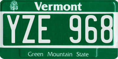 VT license plate YZE968