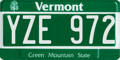 VT license plate YZE972