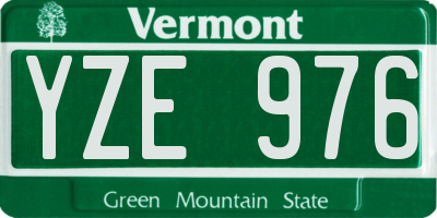 VT license plate YZE976