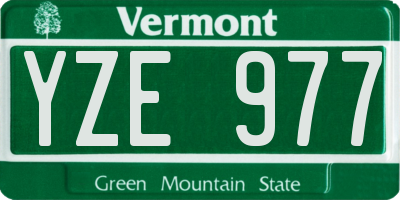 VT license plate YZE977