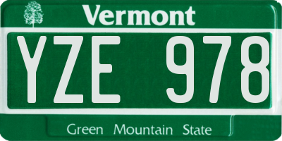 VT license plate YZE978