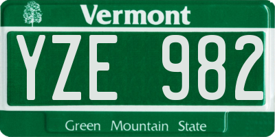 VT license plate YZE982