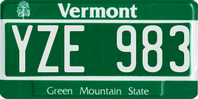 VT license plate YZE983