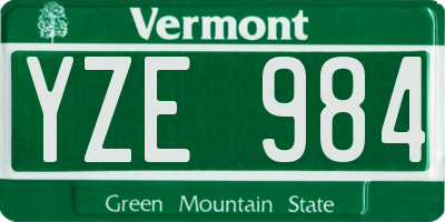 VT license plate YZE984