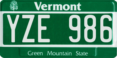 VT license plate YZE986
