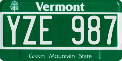 VT license plate YZE987