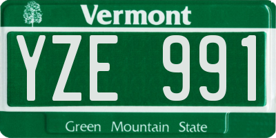 VT license plate YZE991