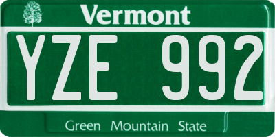 VT license plate YZE992
